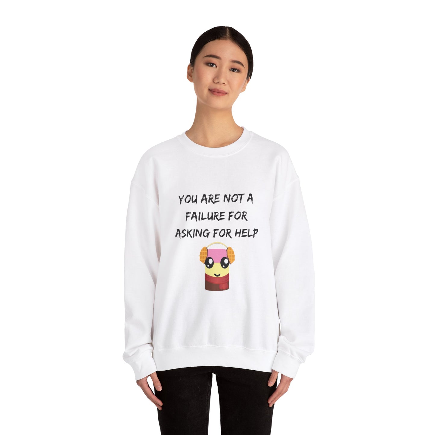 Neapolitan Marshmallow Empowering Unisex Heavy Blend™ Crewneck Sweatshirt - 'Ask for Help'