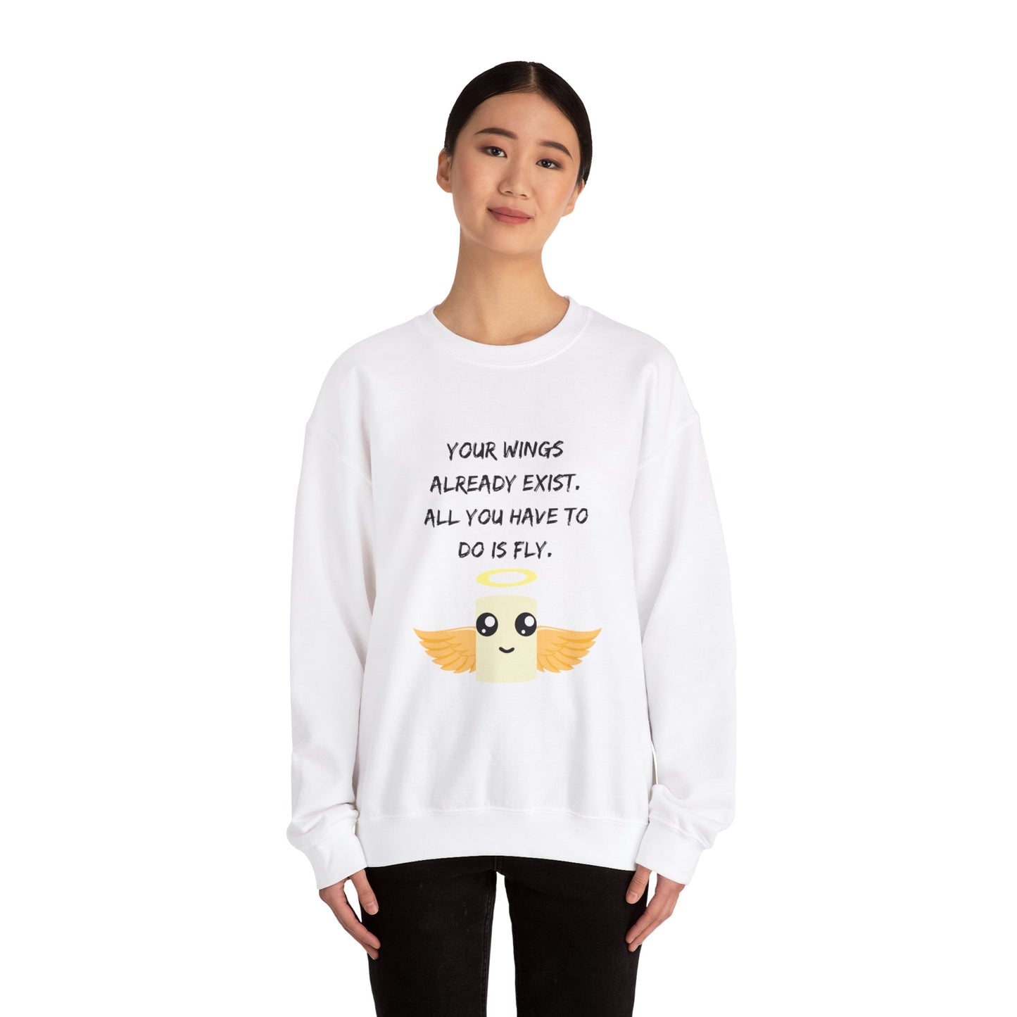 Angel Marshmallow Empowering Unisex Heavy Blend™ Crewneck Sweatshirt - 'Fly'