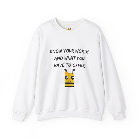 Bee Marshmallow Empowering Unisex Heavy Blend™ Crewneck Sweatshirt - 'Know Your Worth'