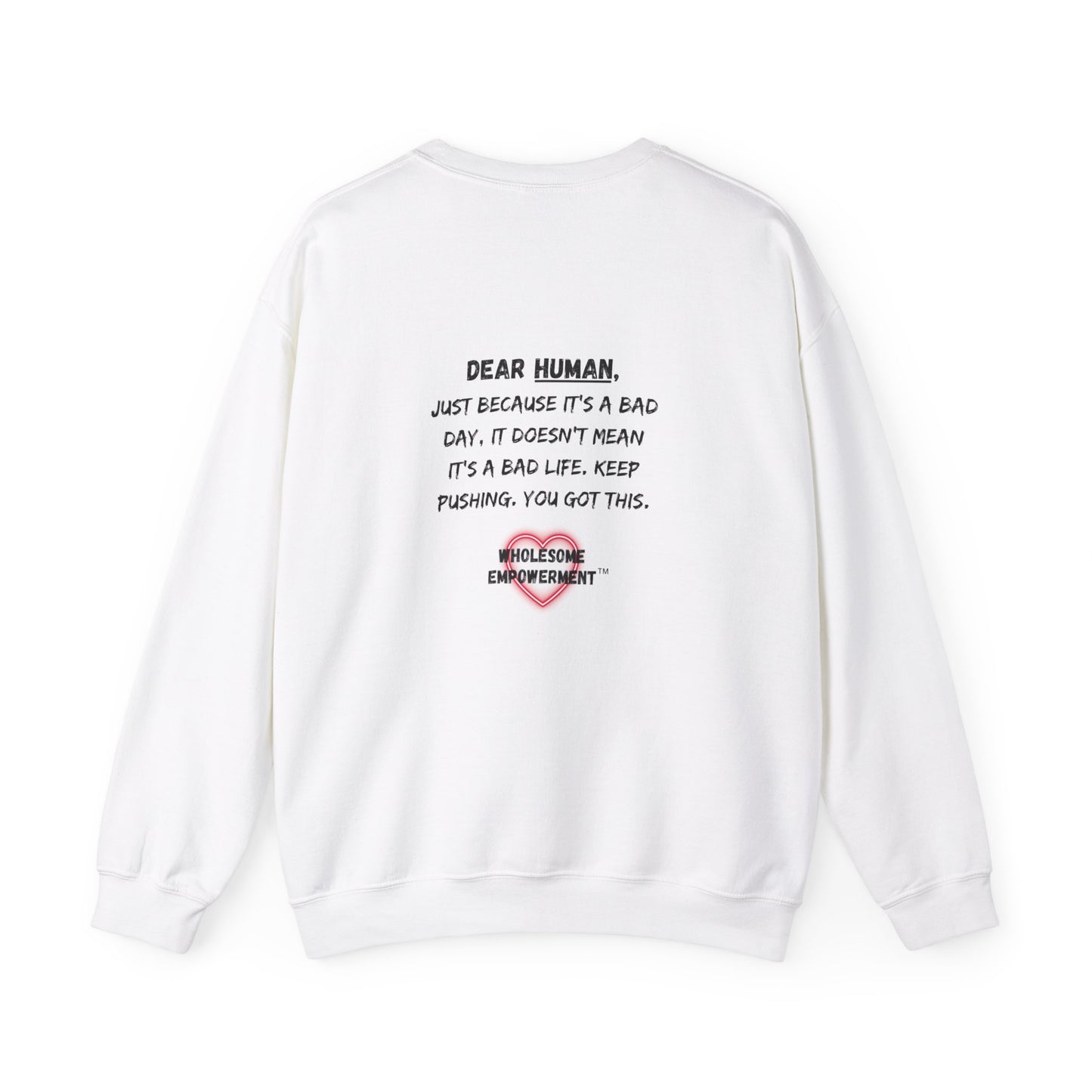 Time Traveler Marshmallow Empowering Unisex Heavy Blend™ Crewneck Sweatshirt - 'Temporary Feelings'